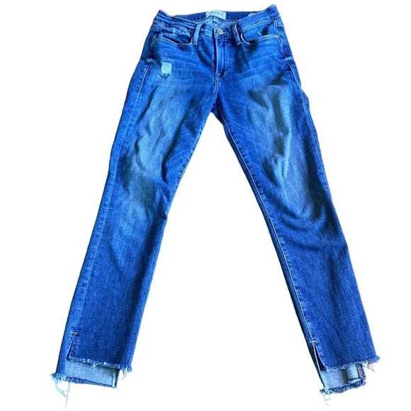Frame Denim Le High Straight Carroll Distressed Staggered Raw Hem Jeans, Size 25 - Picture 4 of 15